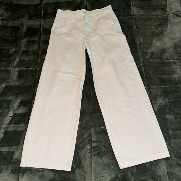 Mother Snacks Jeans Women's 28 White Denim Pockets Wide Baggy Leg Boho Casual - Picture 1 of 10